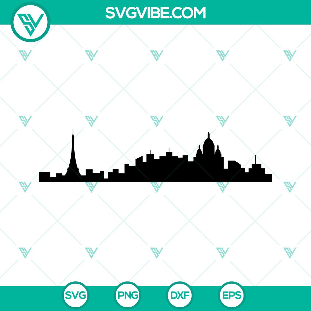 mockup-806349697.jpg Paris skyline SVG bundle with cityscape clipart and silhouette files, ideal for digital designs and crafting projects.