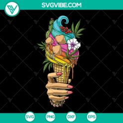 Hippie smoker weed ice cream SVG design - ideal for marijuana stoner lovers with a psychedelic theme.
