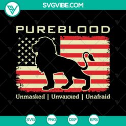 Pureblood Movement lion with USA flag design SVG and PNG cut files for medical freedom advocates.