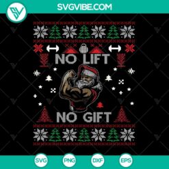Brother Sister Funny Christmas SVG - No Lift No Gift Gym Santa Pullover