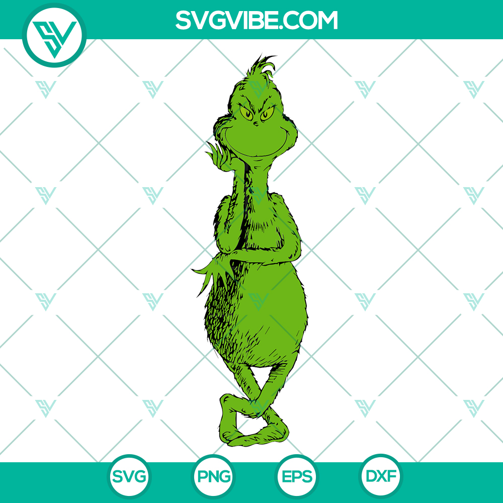 mockup-826538884.jpg Grinch chin on hands SVG design, funny Grinch thinking concept with a playful twist, perfect for holiday projects.