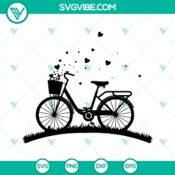 Heart Bicycle Svg with Bike Basket - Retro Vintage Adult Bike Design 23 - Cut Files, Clipart, Silhouette - Instant Download