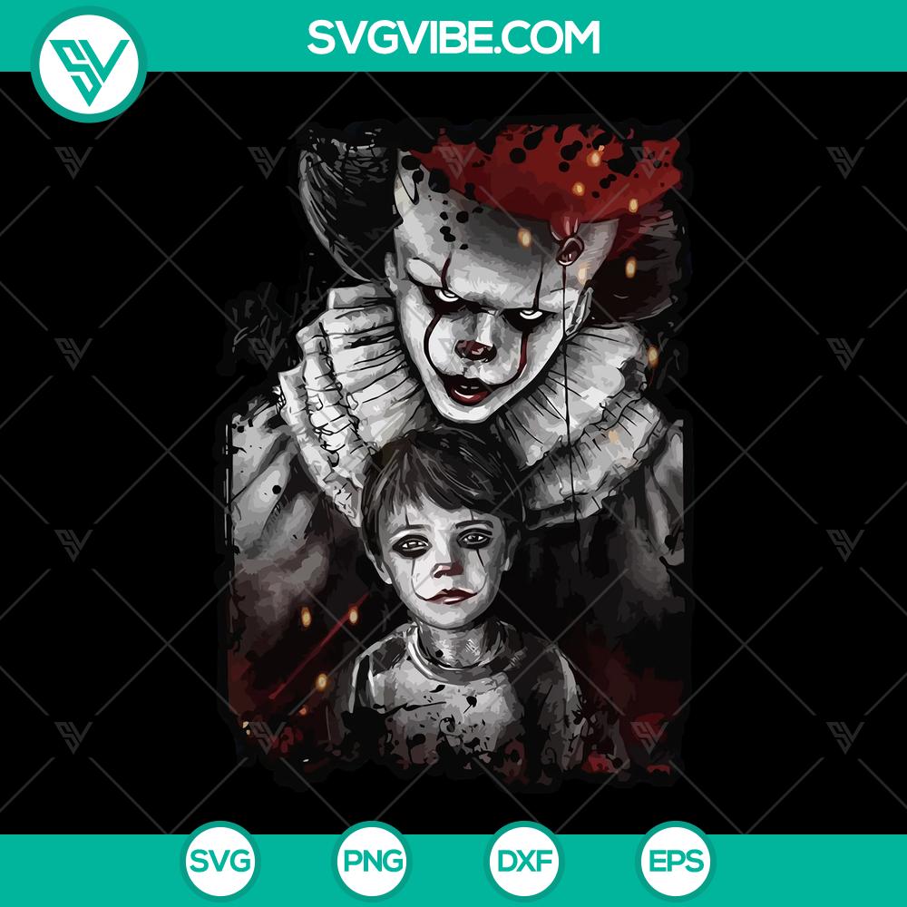 mockup-834208329.jpg Pennywise and Wednesday Addams Halloween SVG Bundle featuring spooky and iconic characters, perfect for instant download.