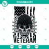 Skull with USA flag bandana and military helmet, patriotic Army SVG cutting file design for veterans.