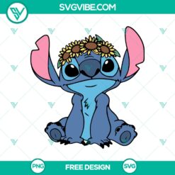 Stitch sunflower SVG cut file, free cute floral design for digital crafting projects.
