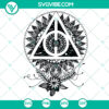 Dark Deathly Hallows Harry Potter themed mandala digital design in SVG, PNG, DXF, and EPS formats - Instant download.