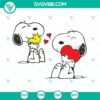 Snoopy Valentine SVG PNG DXF EPS cut files for Silhouette Cricut, perfect for crafts. Feature Snoopy holding heart, instant download.