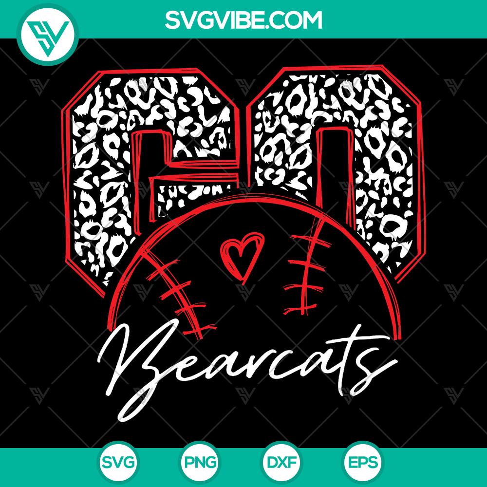mockup-852766175.jpg Sporty SVG design featuring "Go Bearcats Mama" text surrounded by baseball, cheerleader, and leopard print elements. Ideal for Cricut & Cameo.