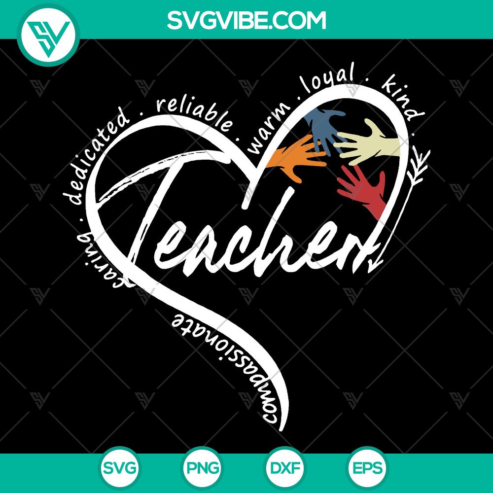 mockup-857280856.jpg School Teacher Character SVG Bundle featuring compassionate, caring, dedicated, reliable, warm, loyal, kind traits for Cricut. Instant Download.