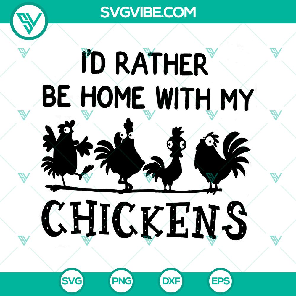 mockup-858273471.jpg Funny Chicken SVG design with text "I'd Rather Be Home With My Chickens", ideal for instant download. Cute and humorous chicken-themed graphic.
