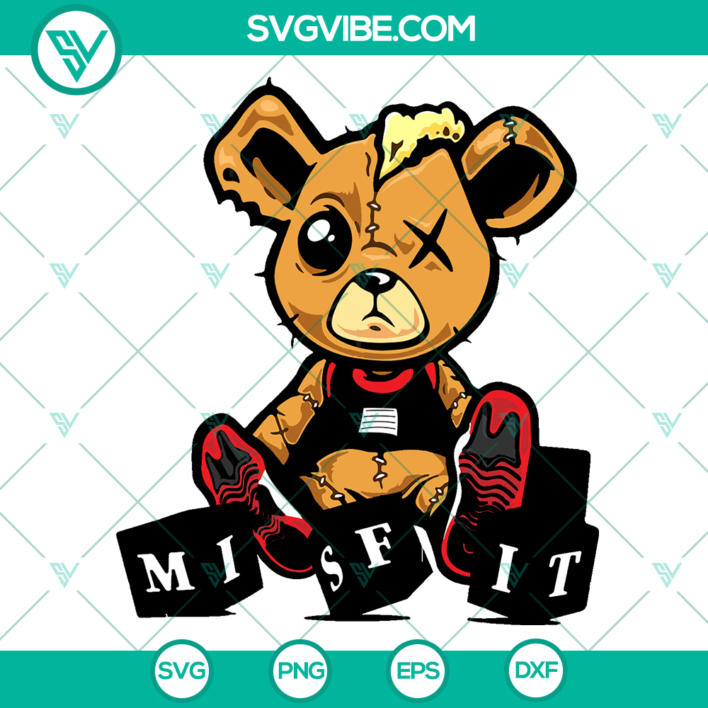 mockup-878517896.jpg Misfit Teddy Bear SVG for Cricut, ideal birthday gift for teddy bear enthusiasts. Instant download cute bear vector design.