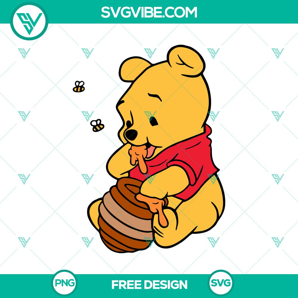 Baby Winnie The Pooh SVG Cut File – Free Cute Cartoon Design Free Baby Winnie The Pooh SVG cut file featuring a cute cartoon design, suitable for crafting projects.