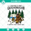 Camp Quitcherbitchin SVG set with bear drink and happy camper design, perfect for camping enthusiasts.