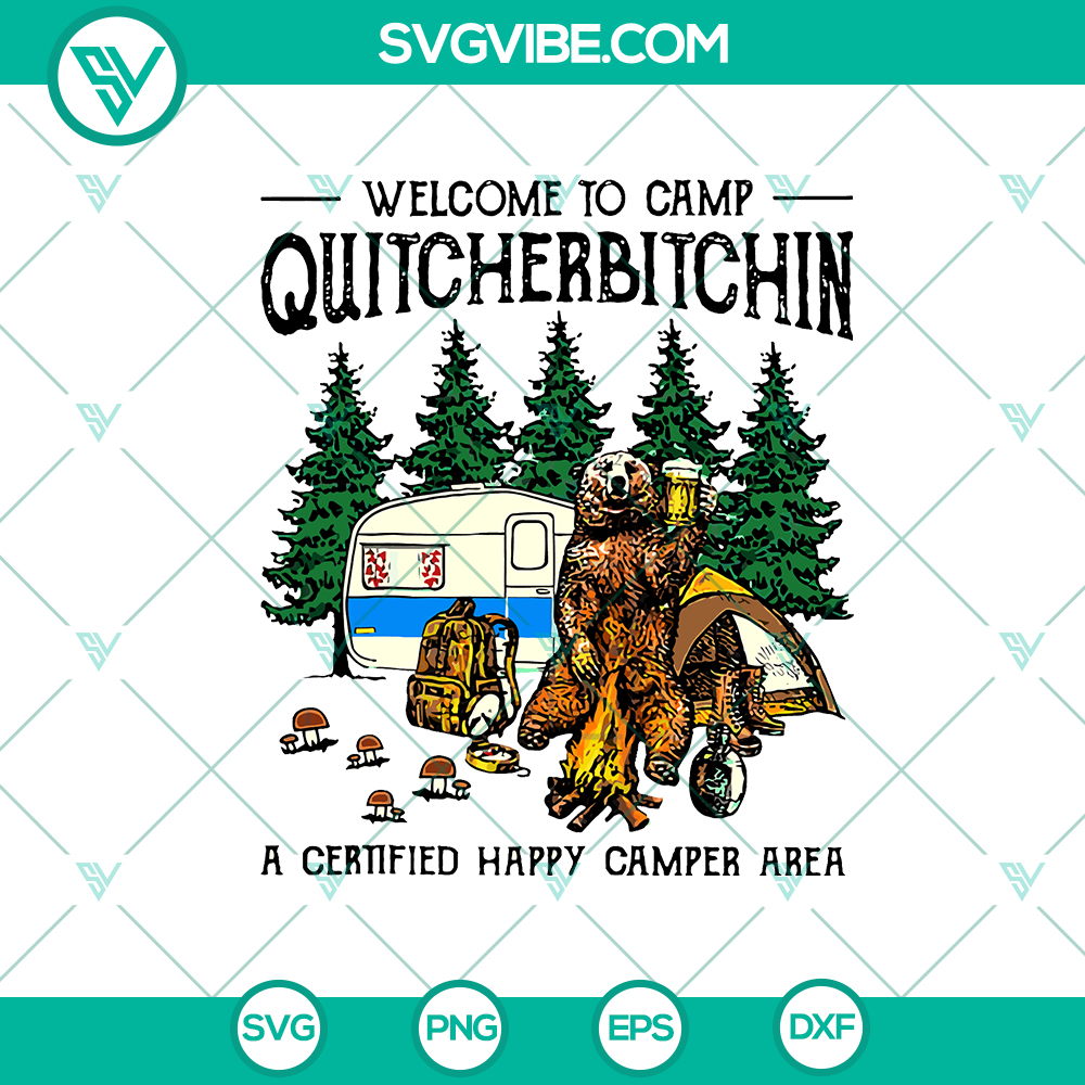 mockup-883612533.jpg Camp Quitcherbitchin SVG set with bear drink and happy camper design, perfect for camping enthusiasts.