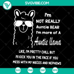 Auntie Llama digital art print with vibrant colors and geometric patterns, perfect for instant download.