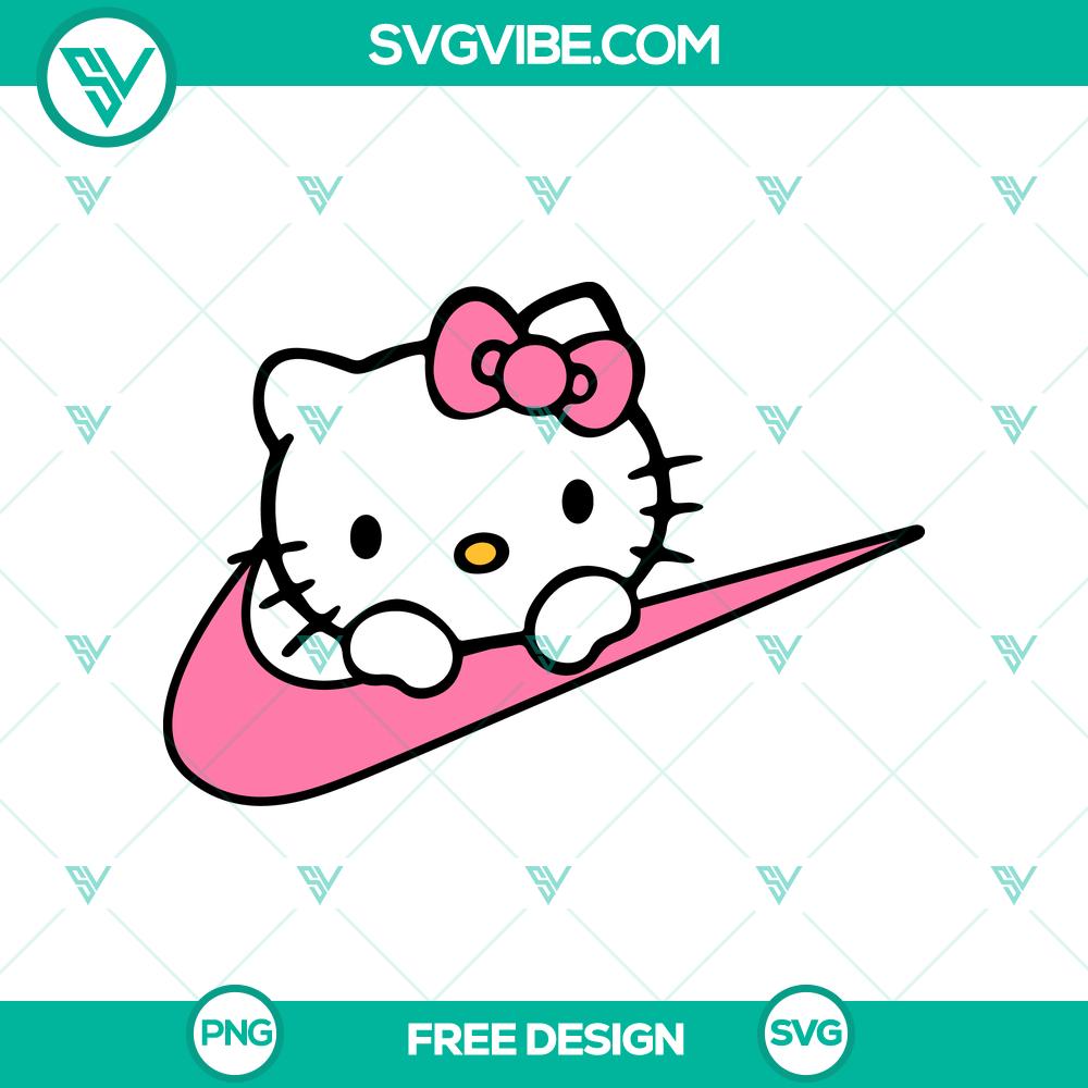Hello Kitty Nike Logo SVG Cut File – Free Cute Brand Crossover Design Hello Kitty Nike logo hybrid design in SVG file format for free download, featuring cutesy brand fusion.