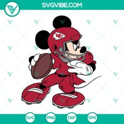 Kansas City Chiefs Mickey Football SVG Design - Instant Download. Red and gold football theme with Mickey ears and team logo.