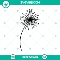 Dandelion flower SVG cut file featuring a free whimsical design for crafts and projects. Ideal for vinyl cutting and digital crafting.