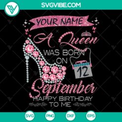 Custom Diamond High Heel Birthday Gift Png: A Queen Born on September 2nd