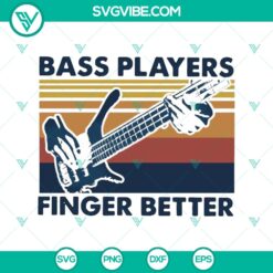 Vintage Retro Bass Players Finger Better SVG Music Download