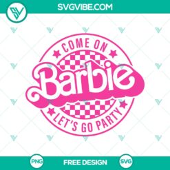 Barbie Let’s Go Party SVG Cut File for free download - Fun Celebration Design with Barbie silhouette, perfect for party decorations.