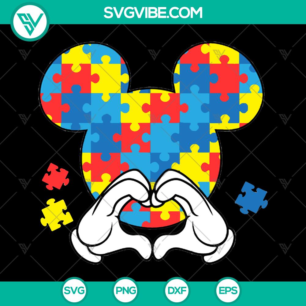mockup-91911396.jpg Autism awareness heart puzzle Mickey SVG design for instant download - ideal for awareness campaigns and crafts.