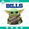 Baby Yoda hugging Buffalo Bills logo on PNG shirt design, perfect for NFL fans. Instant download.
