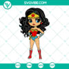 Chibi Wonder Woman superhero SVG art, cute DC Comics female hero character design.