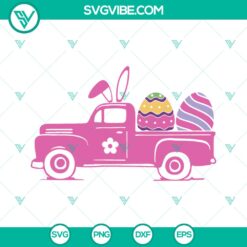 Easter Vintage Old Truck and Easter Eggs Cut Files - SVG, JPG, PNG, DXF - Instant Download