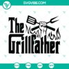 Grillfather SVG for Father's Day BBQ Master patio design with grill utensils and text, perfect for Dad's outdoor cooking passion.