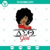 Delta Sigma Theta SVG featuring a Sorority Sister and Afro Woman design, perfect for crafting projects.