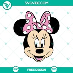 Minnie Mouse head SVG cut file, a free iconic character design for crafting projects. Perfect for Disney fans and handmade creations.