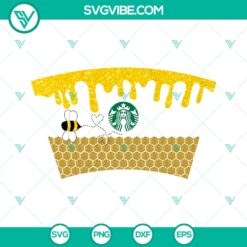 Bee Starbucks SVG Wrap Cricut Files featuring a Honeycomb Design for crafting and DIY projects.