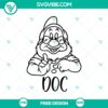 Free Seven Dwarfs Doc SVG Cut File featuring a wise dwarf character design, perfect for crafting projects and decorations.