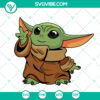 Cute Baby Yoda SVG design featuring trending Star Wars Grogu Mandalorian characters. Ideal for crafting projects.