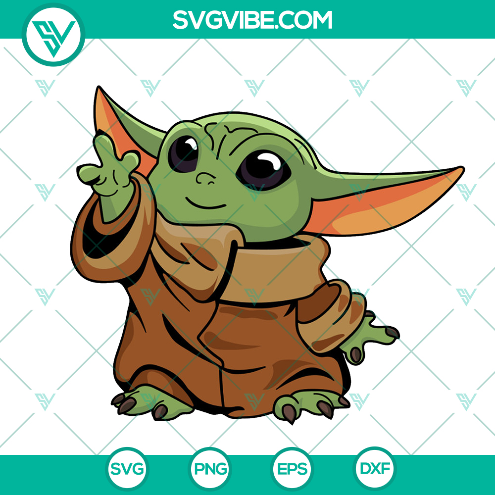 Cute Baby Yoda Svg – Trending Star Wars Grogu Mandalorian Characters Cute Baby Yoda SVG design featuring trending Star Wars Grogu Mandalorian characters. Ideal for crafting projects.