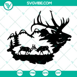 Elk buck deer clipart SVG cut file for Silhouette digital designs, perfect for rustic-themed projects.