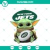 Baby Yoda New York Jets NFL football T-shirt design with team logo. Officially licensed merchandise, instant download PNG.