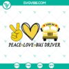 School bus driver SVG design with a back to school theme including love, peace, name frame, monogram in PNG format.