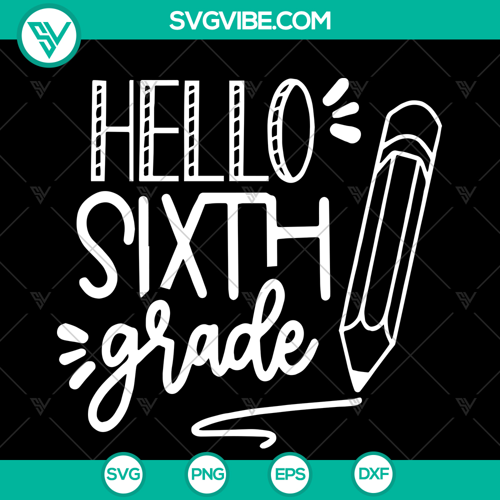 mockup-99050429.jpg Sixth Grade SVG Cut File for Cricut featuring a stylish Back to School Grade 6 design. Ideal for crafts and projects.