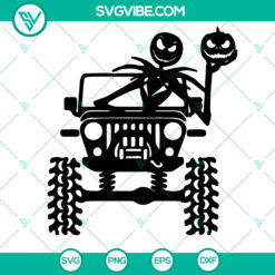 Jack Skeleton on Car Jeep Svg - Halloween Pumpkin Design, Halloween themed digital graphic suitable for cutting machines and crafting projects.