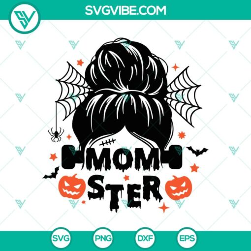 momster frankenstein svg mom halloween svg messy bun svg