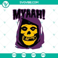 Halloween themed SVG design with Myaah, skeleton, and ghost characters for digital crafting projects.