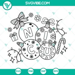 NICU Nurse Christmas SVG DXF EPS PNG Files with festive holiday design perfect for crafting projects.