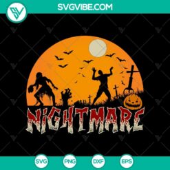 Spooky Nightmare Halloween SVG with Zombie, Cemetery, and Horror Elements, perfect for Halloween crafts.