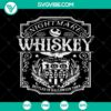 Nightmare High Grade Whiskey, Whiskey 100 Proof, Halloween Town SVG with spooky Halloween-themed whiskey bottles design.