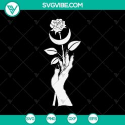 Occult Moon Rose Witchcraft Witch Hand SVG, Halloween Scary SVG, Halloween SVG