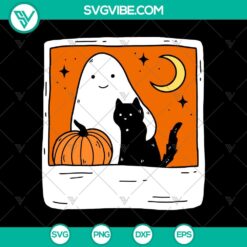 October Forever SVG, Halloween Art SVG, Ghost Pumpkin And Black Cat SVG