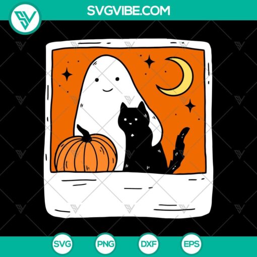 october forever svg halloween art svg ghost pumpkin and black cat svg