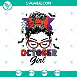 Halloween, Messy Bun SVG, SVG Files, October Girl SVG, Halloween Girl SVG, 1